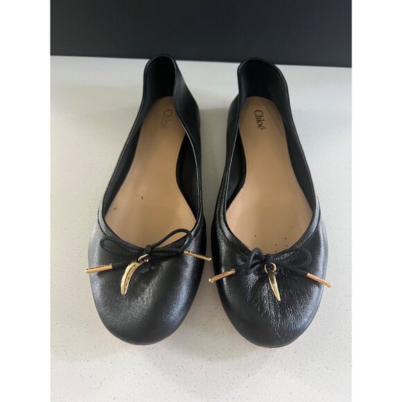 Chloé Women's Iris Ballet black leather Flats size 39 - Picture 3 of 11